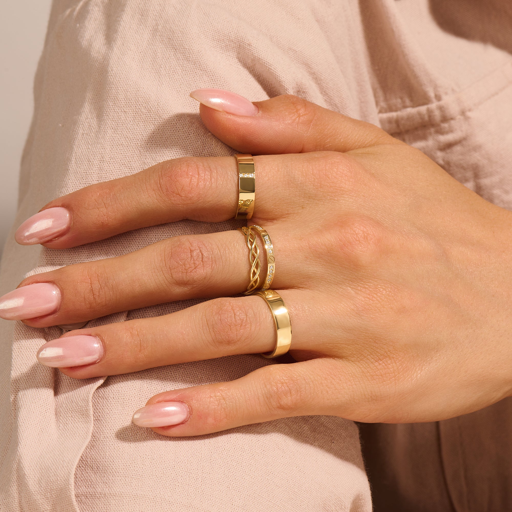 14k Real Yellow Gold 3mm Flat Wedding Band Ring for Women