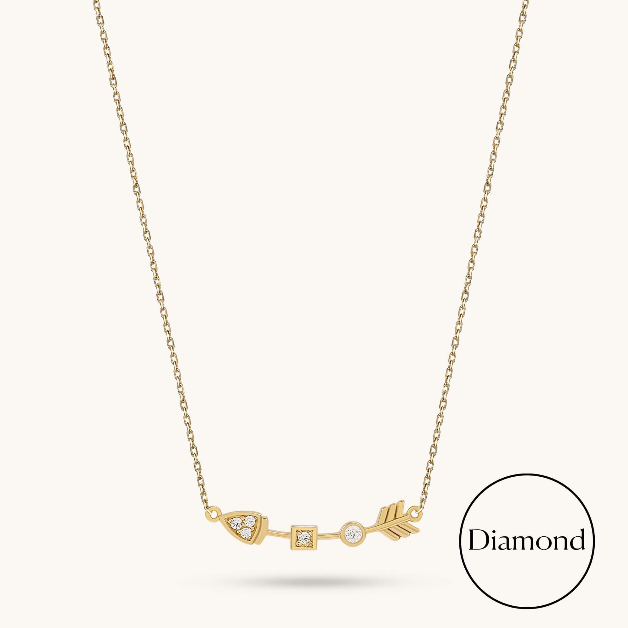 Lab-Grown Diamond Geometric Arrow Necklace in Solid Gold