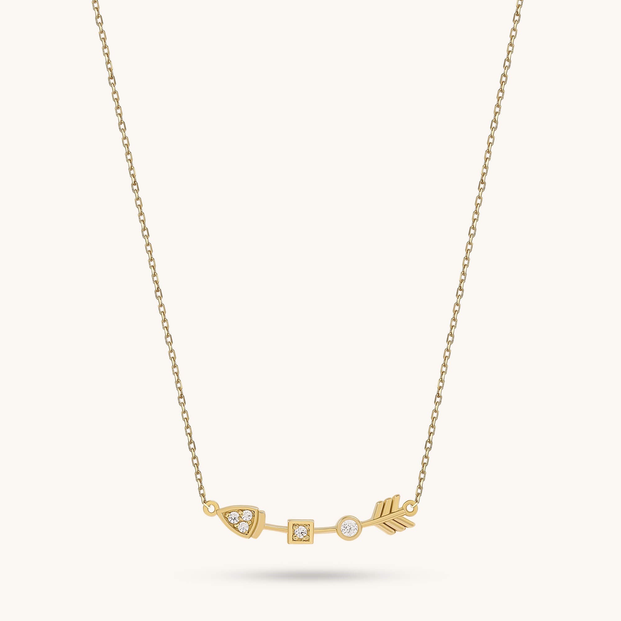 Geometric Arrow Necklace in Solid Gold