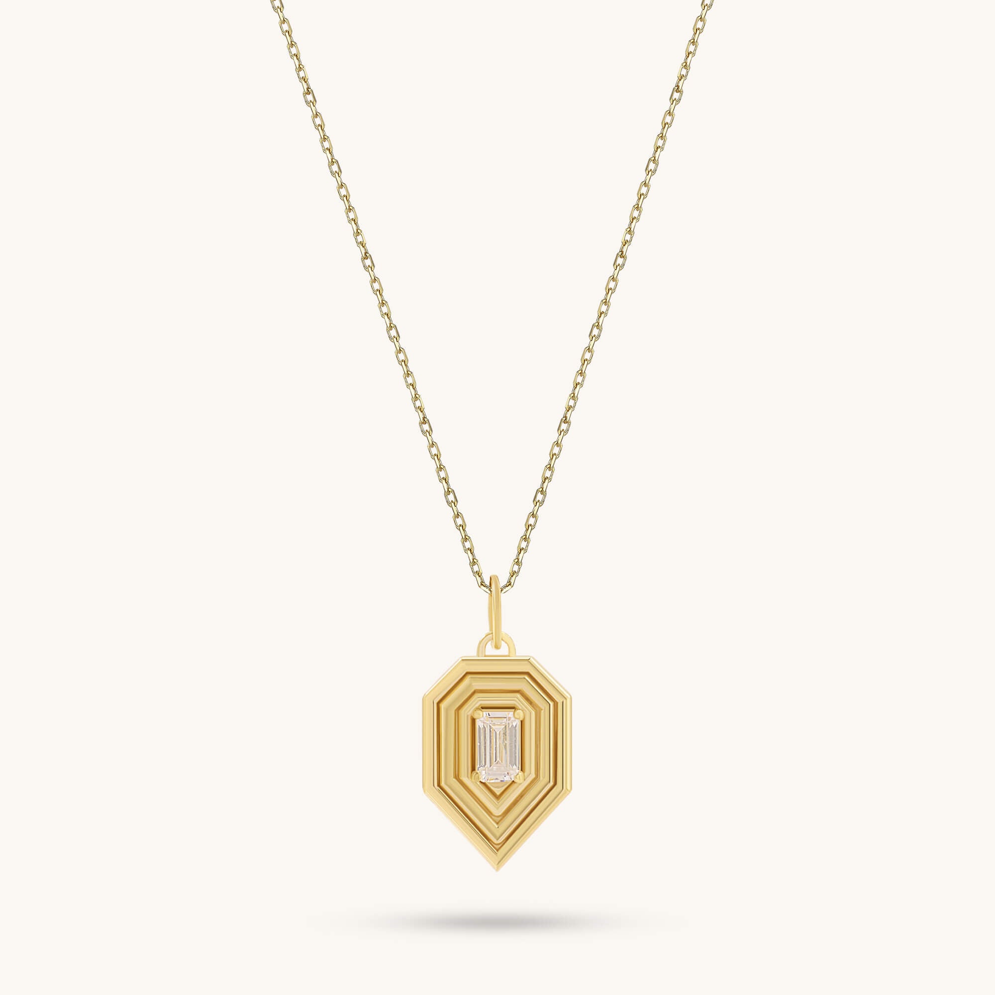 Geometric Shield Necklace in 24K Gold Vermeil