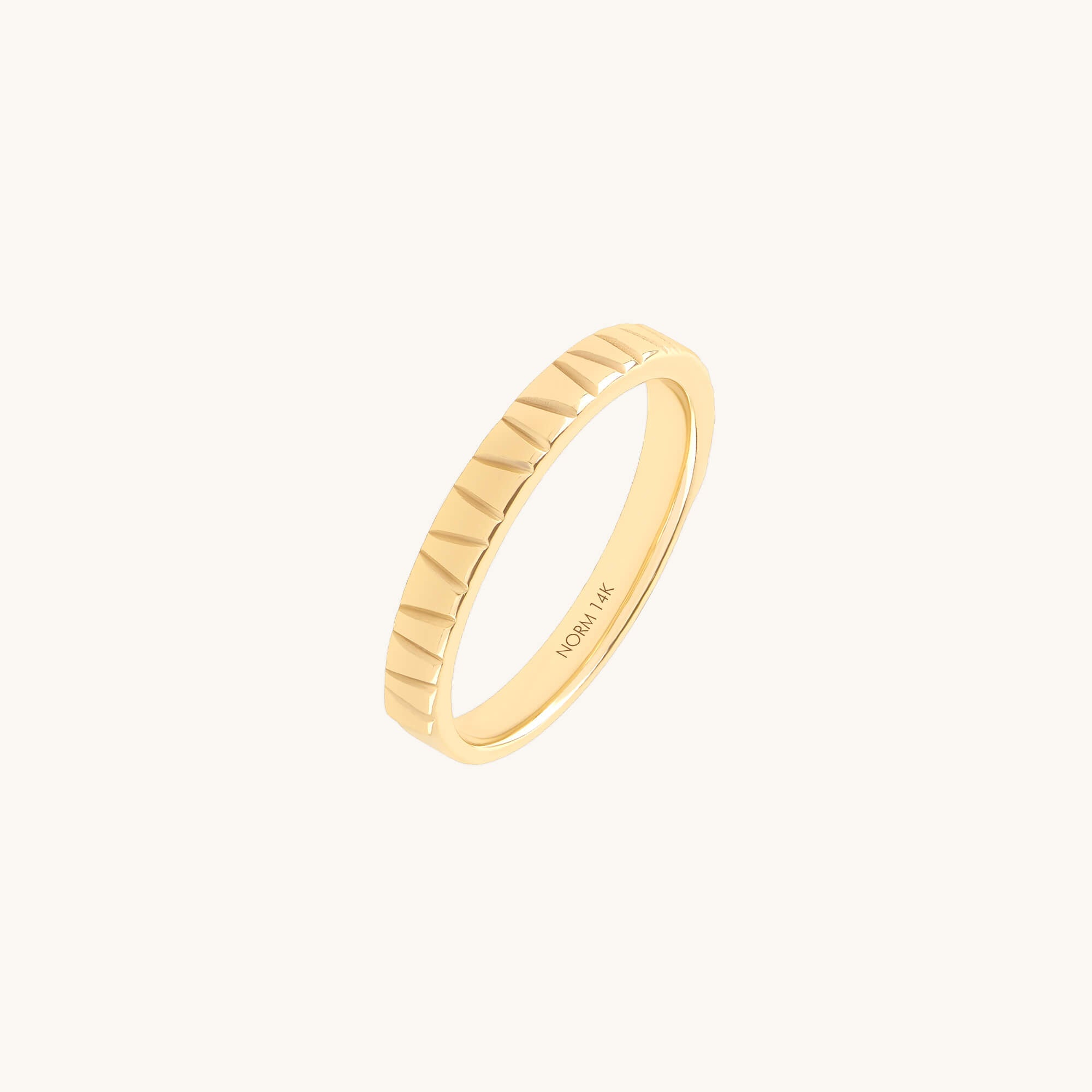 14K Real Yellow Gold Groove Band Ring