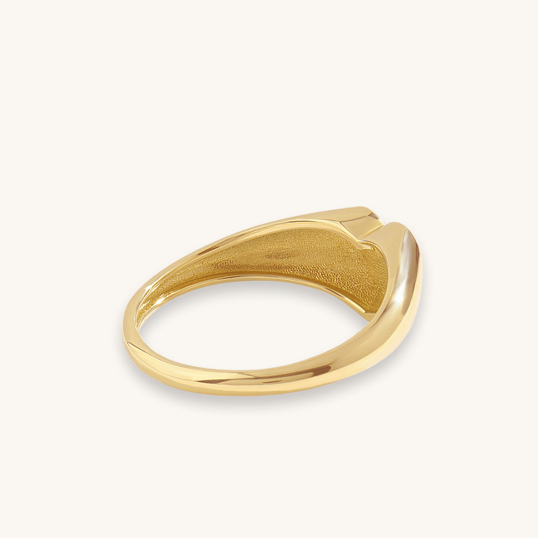 Women's Heart Shaped Signet Ring in 14K Real Gold