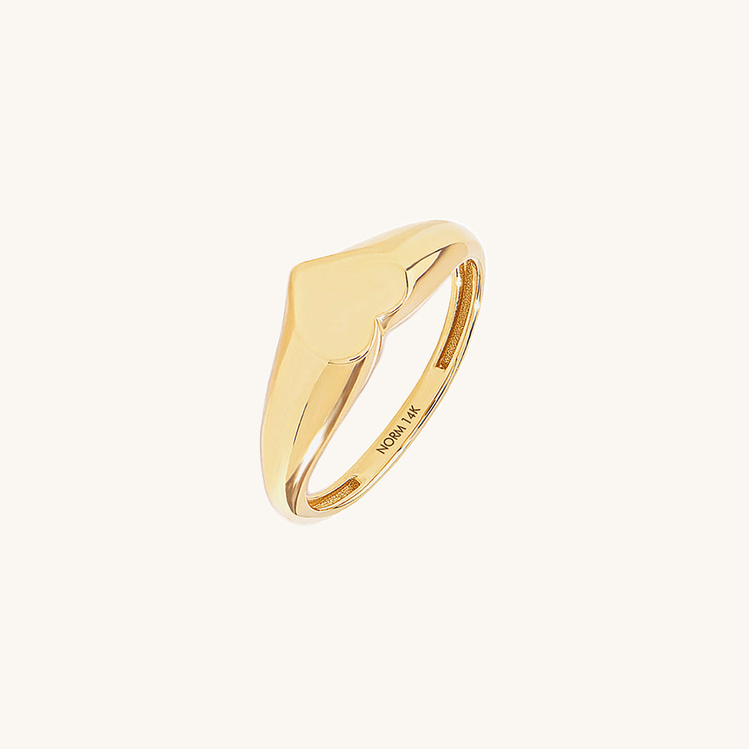 Women's Heart Shaped Signet Ring in 14K Yellow Gold