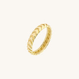 14K Yellow Gold Herringbone Band Ring