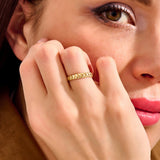 14K Solid Gold Herringbone Band Ring