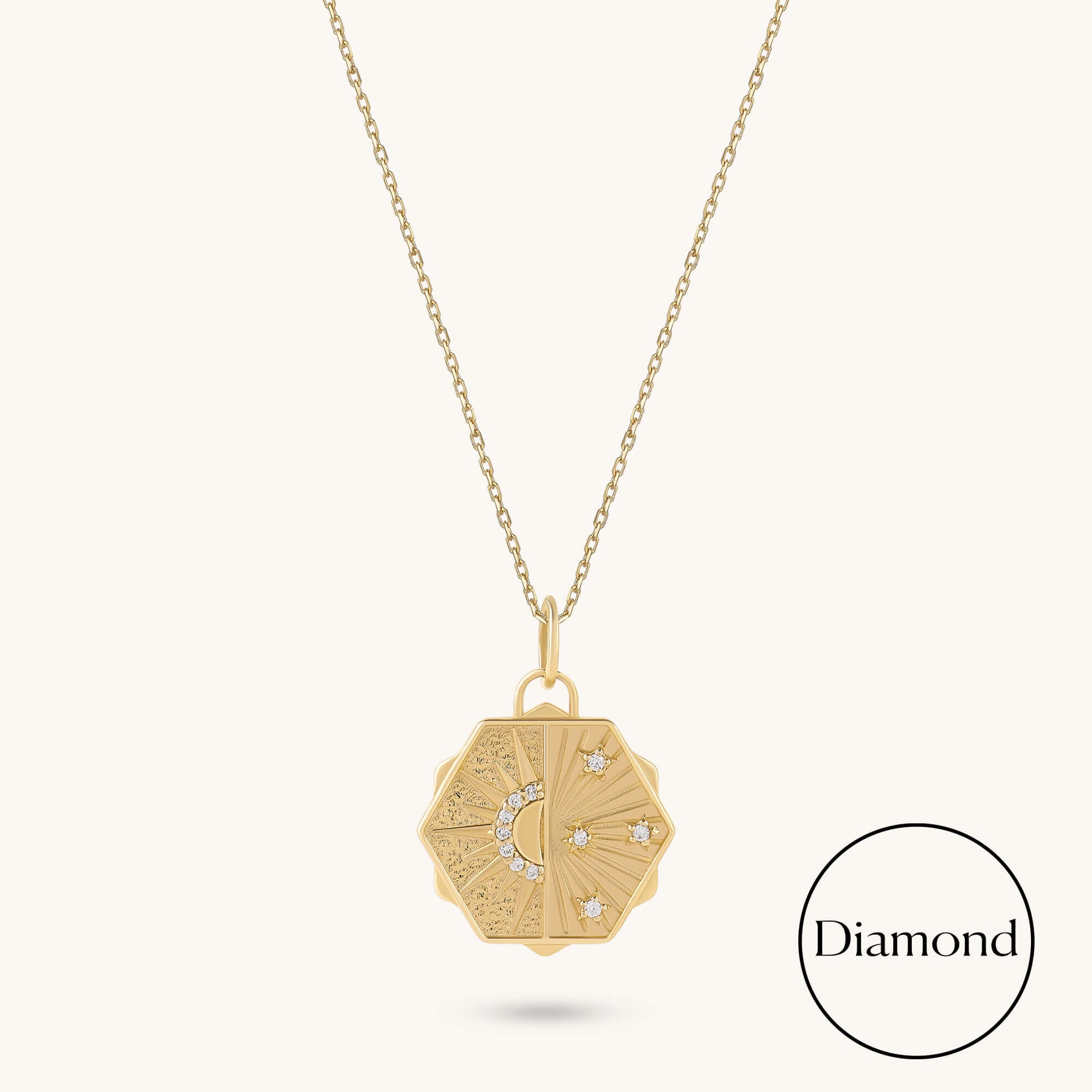 Hexagon Diamond Sky Necklace in Solid Gold