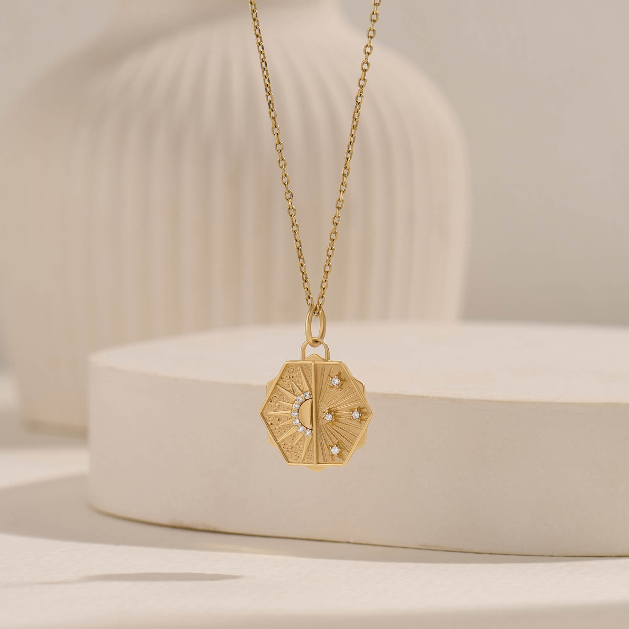Hexagon Diamond Sky Necklace in Real Yellow Gold