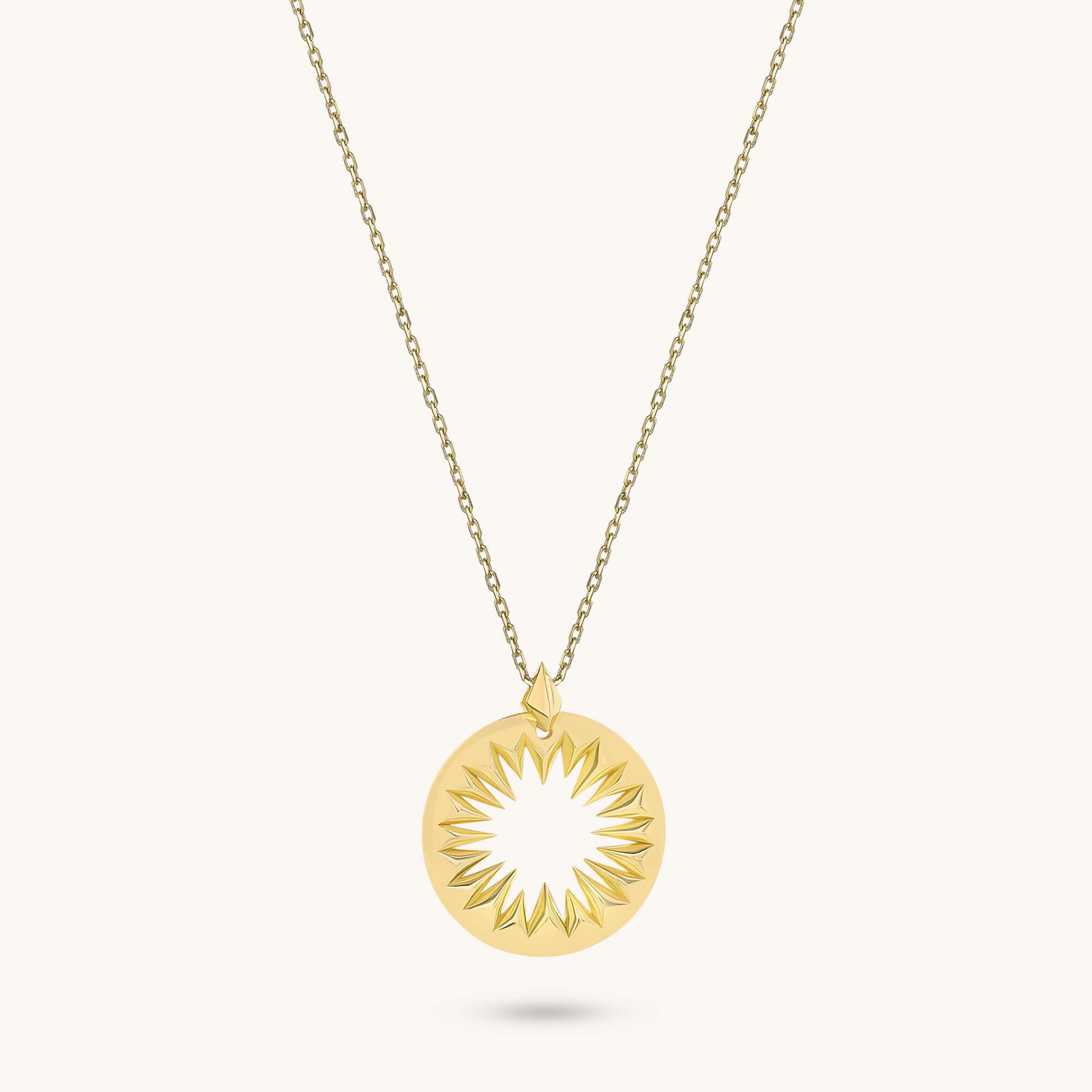 Hollow Sun Necklace in 24K Gold Plated Vermeil on 925 Sterling Silver