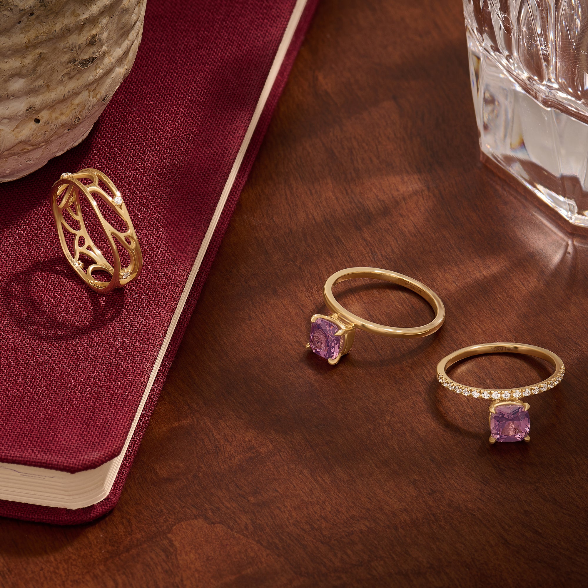 Cushion-Cut Chalcedony Hover Engagement Ring in 14k Solid Gold