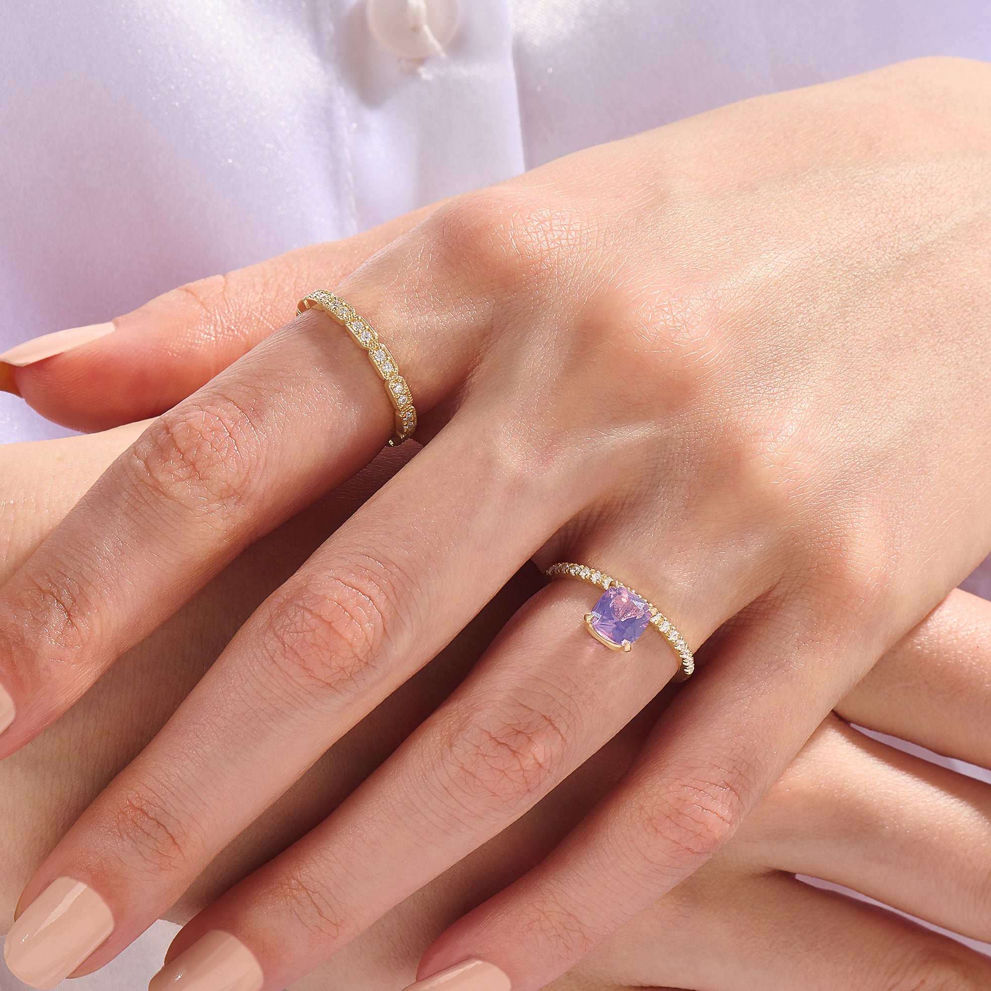 Hover Arctic Green Solitaire Ring, Colored Engagement Ring