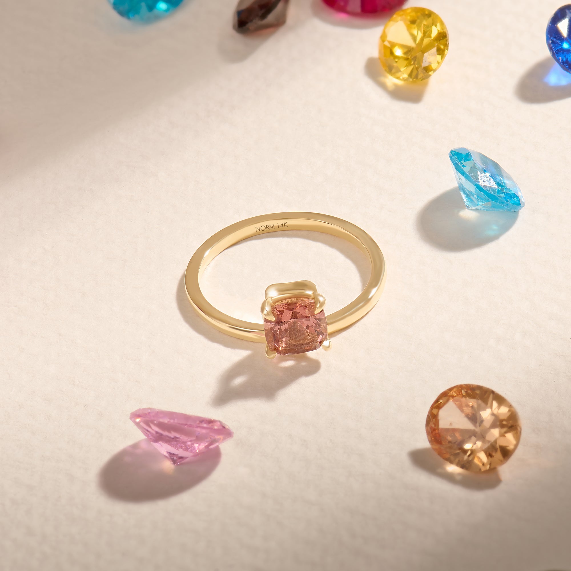 Solid 14k Gold Color Changing Solitaire Ring