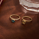 Hover Smokey Gray Cushion Solitaire Ring in Solid Gold