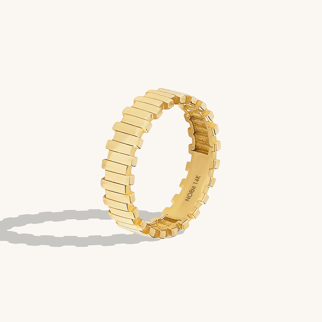 Women's Irregular Bars Band Ring in 14K Real Yellow Gold