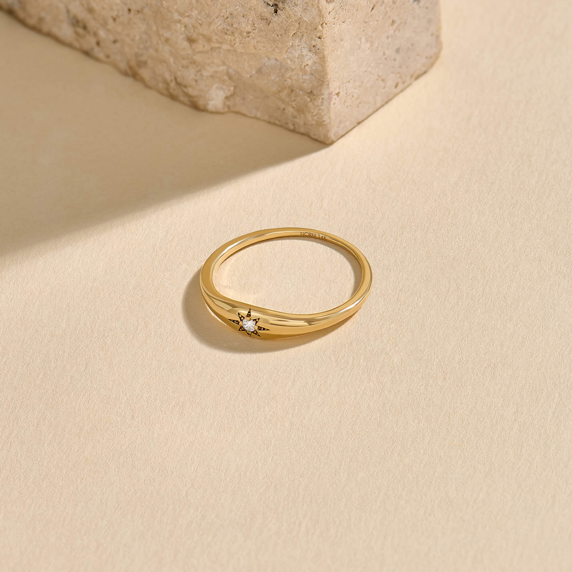 Iconic Diamond Star Signet Ring in 14K Gold