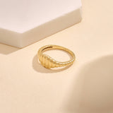 Women's Line Dome Signet Ring in 14K Gold