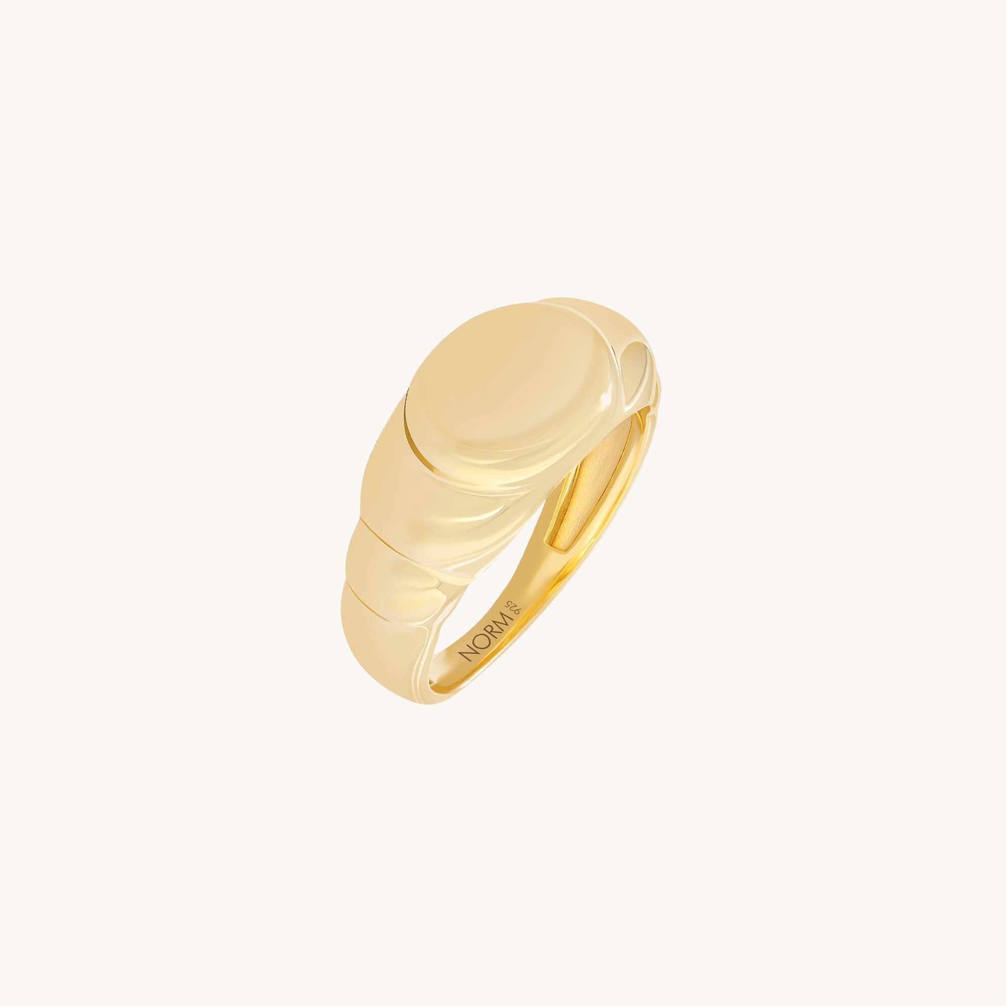 Iconic Design Oval Signet Ring in 24K Gold Plated Vermeil on Silver