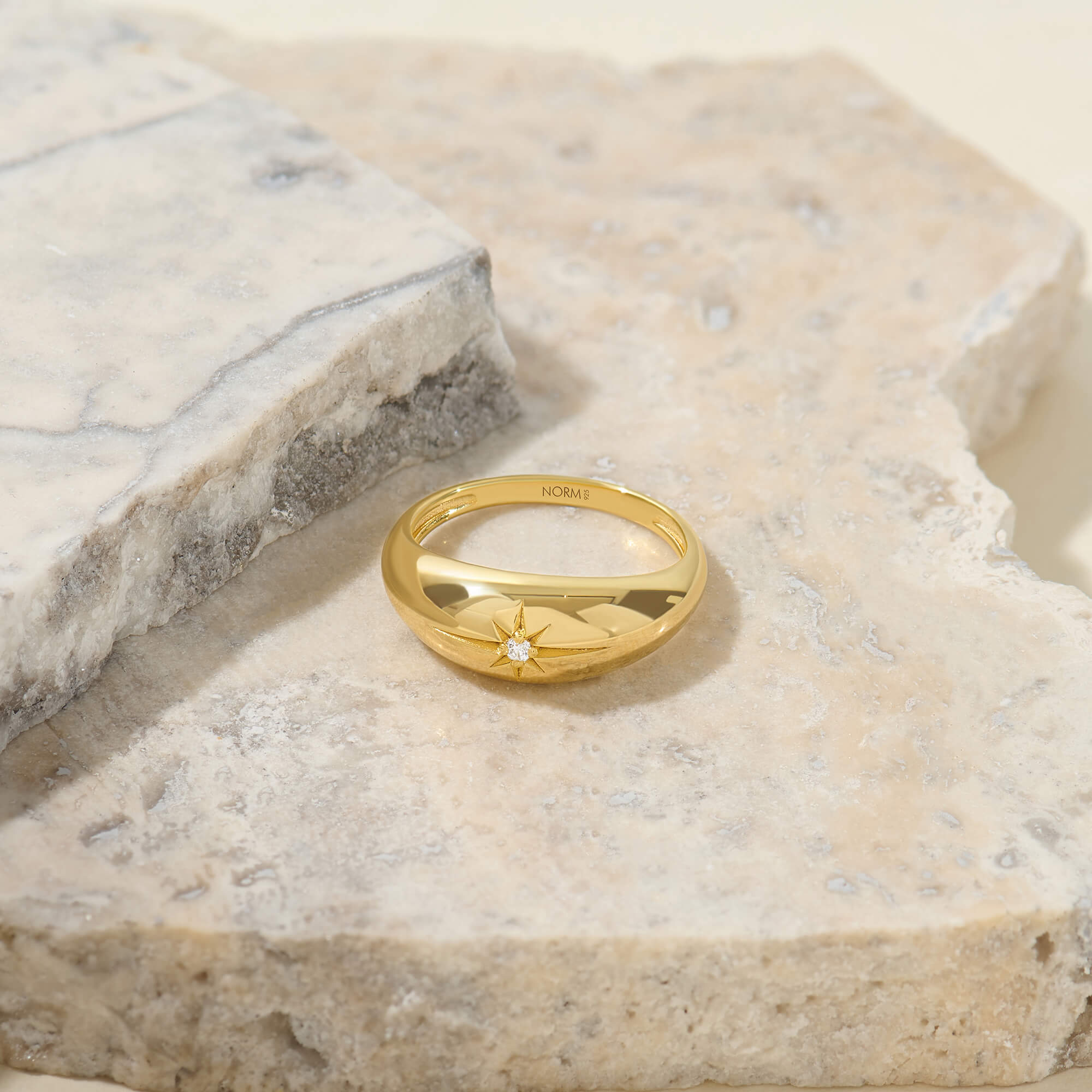 Iconic Star Dome Ring in Gold Vermeil on Solid Silver for Women