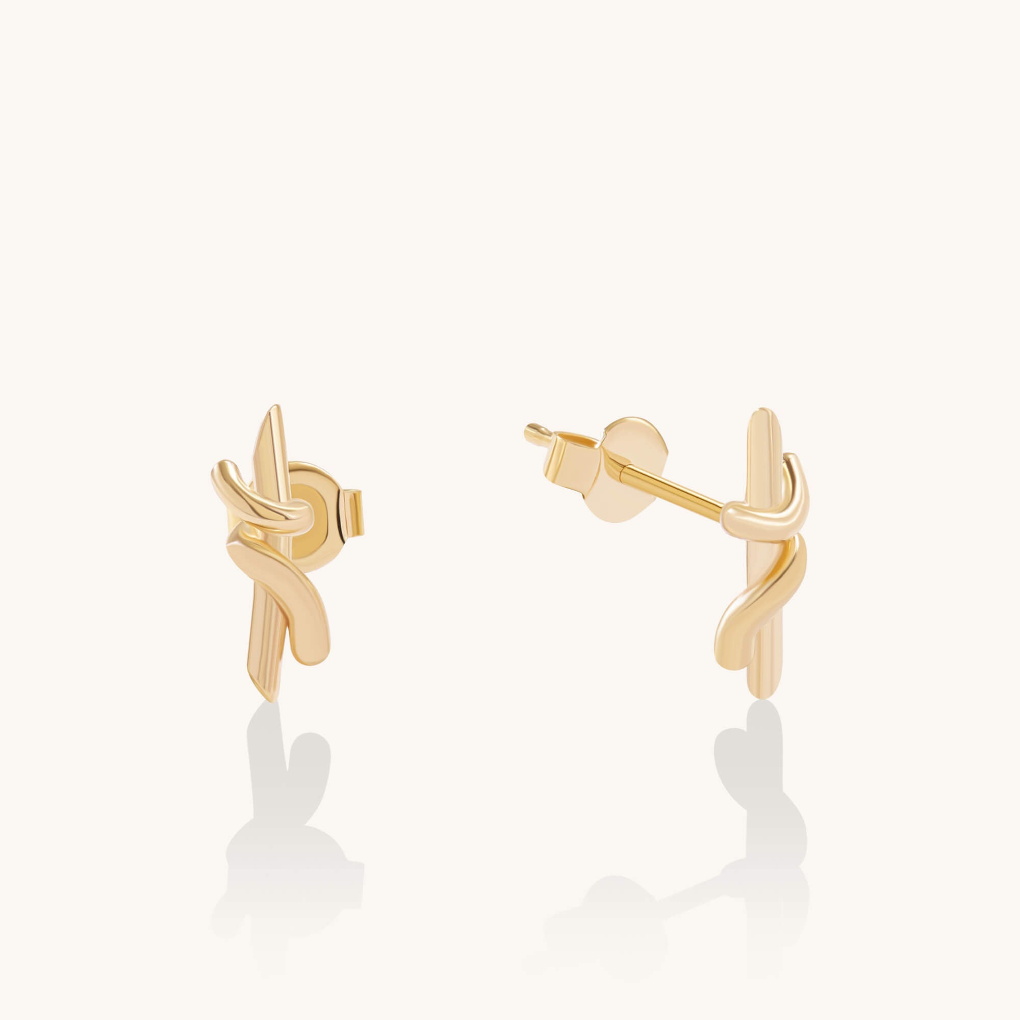 Knot Bar Stud Earrings in 24K Gold Vermeil