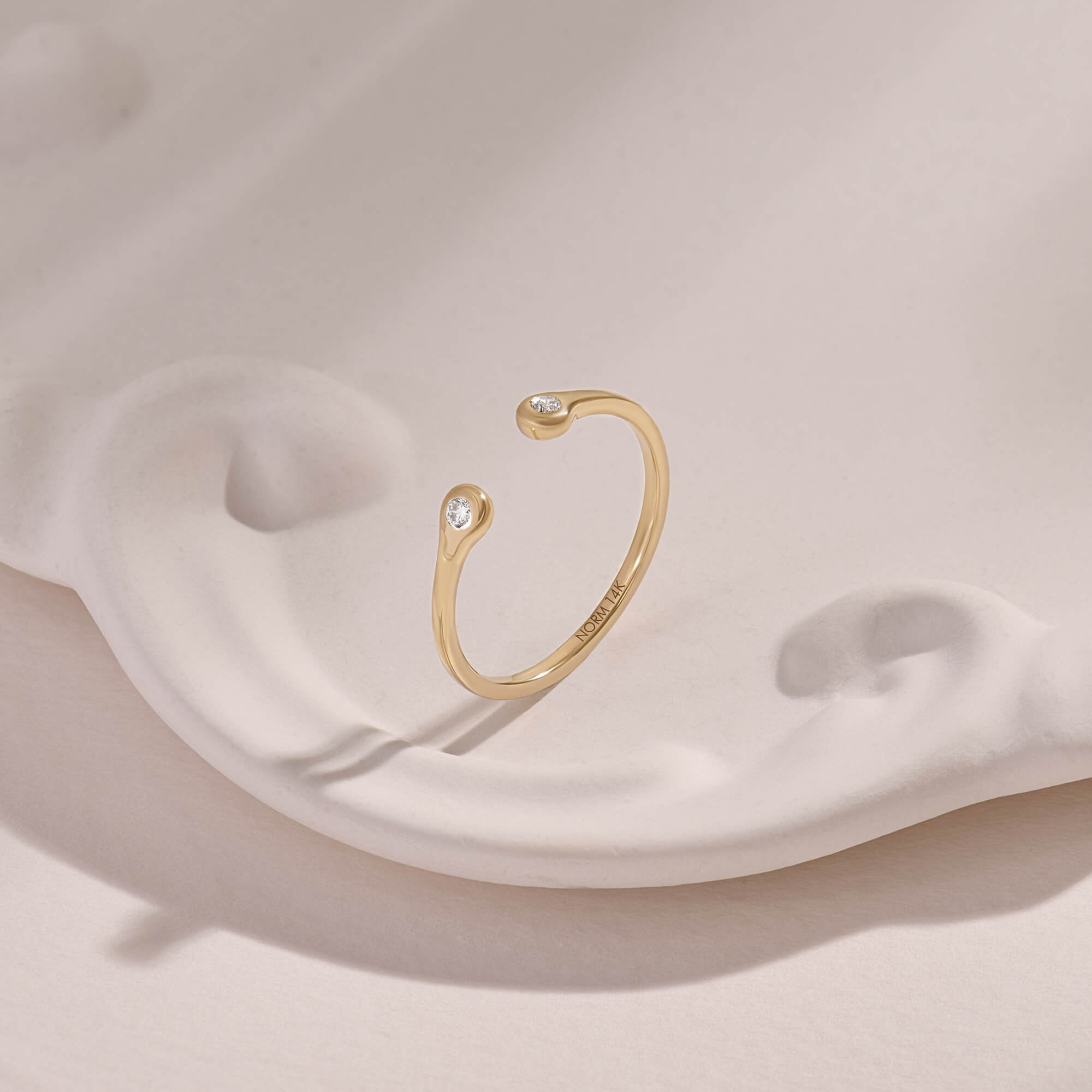 Lab-Grown Diamond Open Ring in Real Yellow Gold