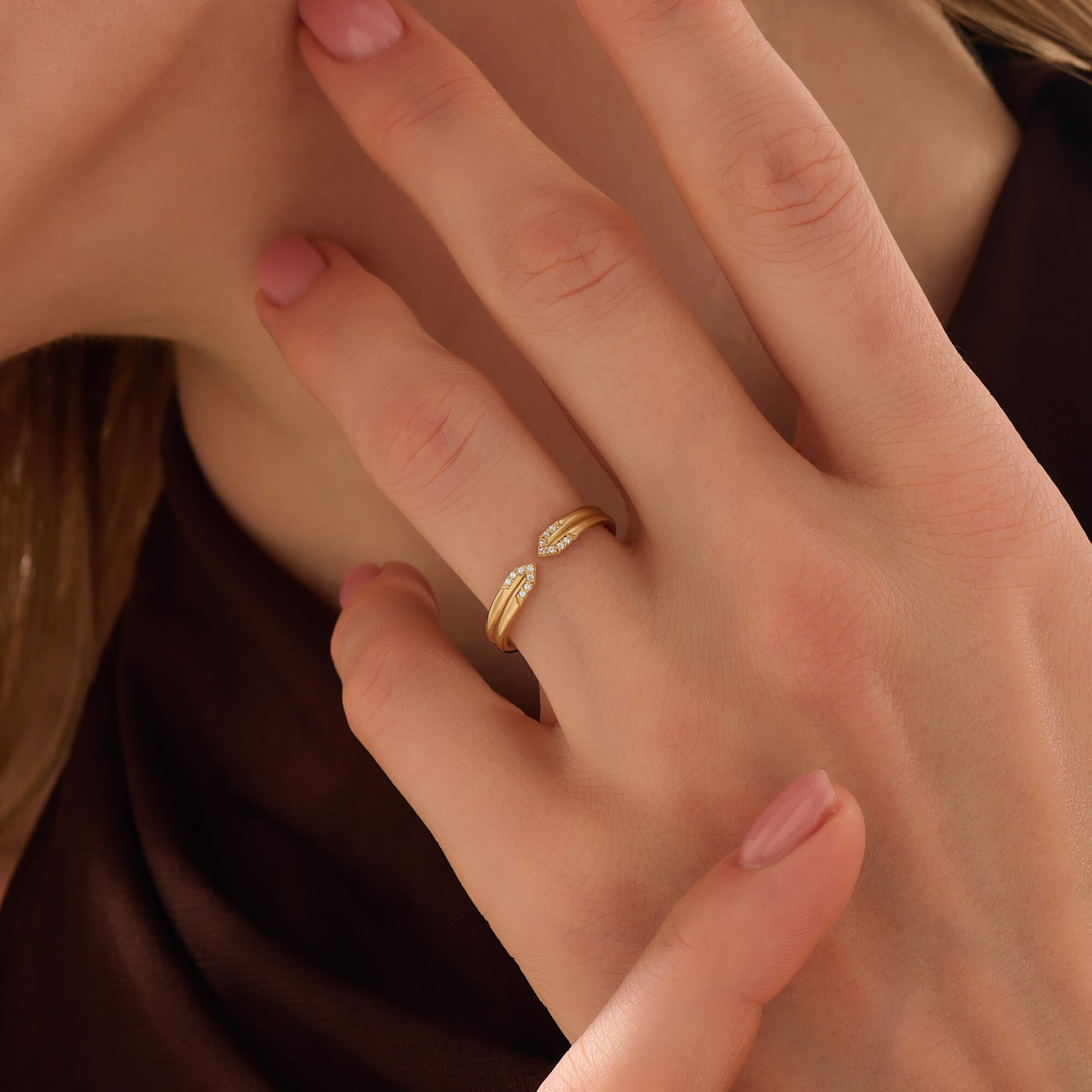 Women's Lab-Grown Diamond Pave Open Claw Ring in Solid Gold