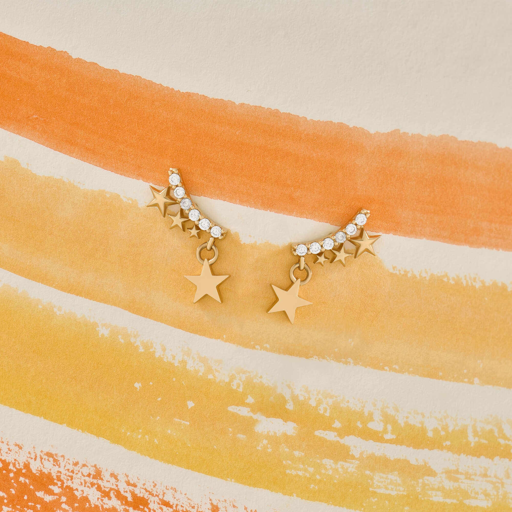 Lab-Grown Diamond Star Cluster Design Earrings in Real Yellow Gold