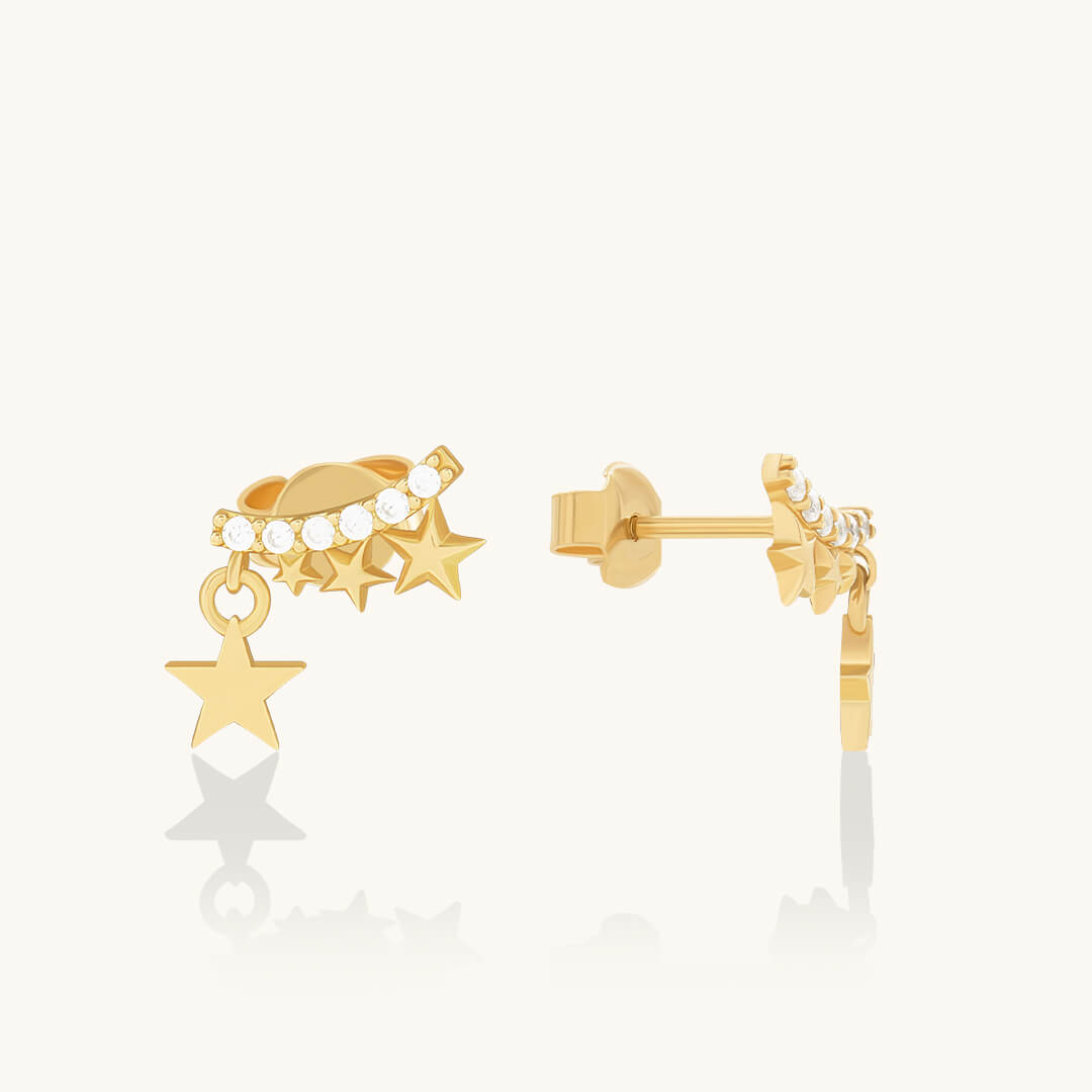 Solid Gold Lab-Grown Diamond Star Earrings