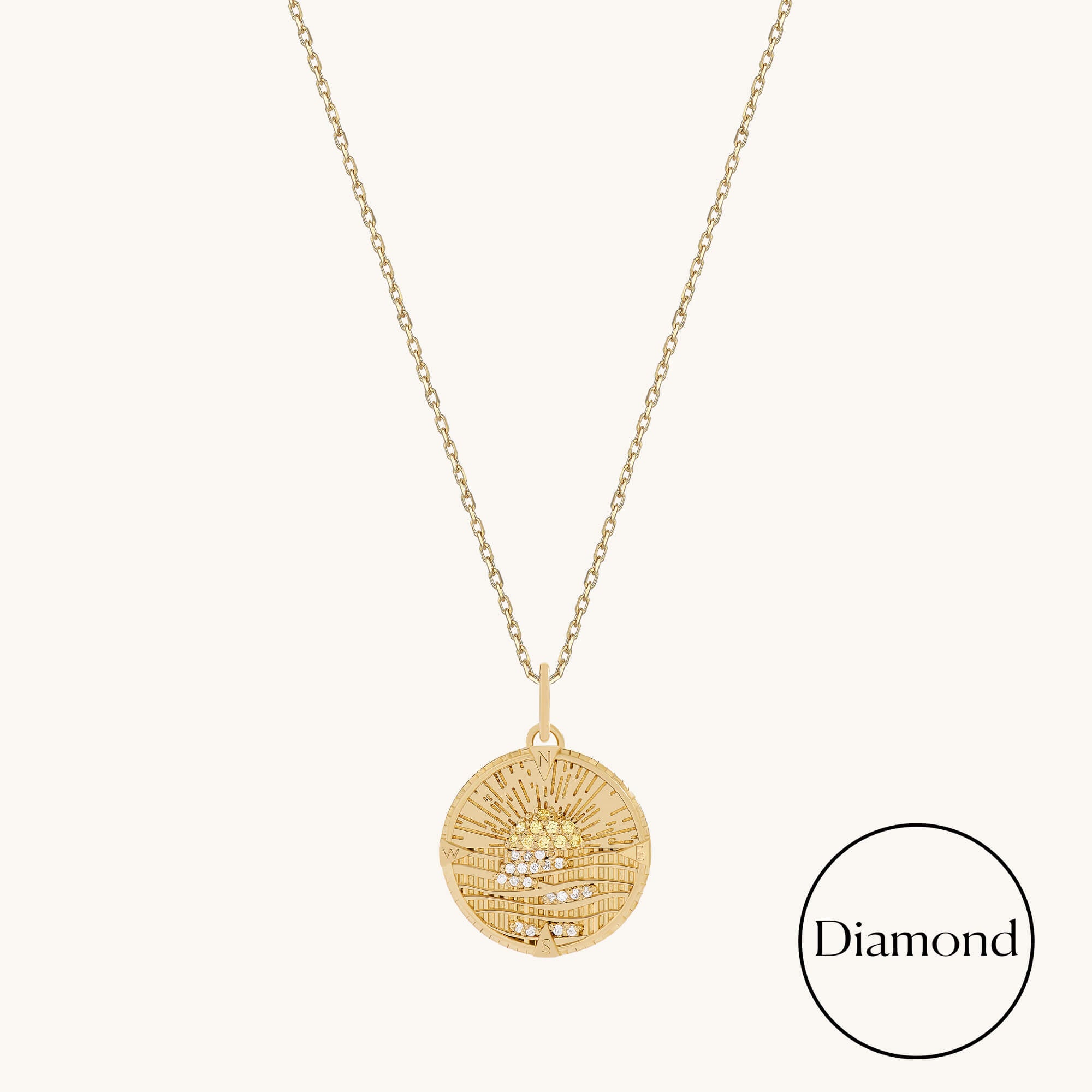 Lab-Grown Diamond Sunrise Necklace in Solid Gold