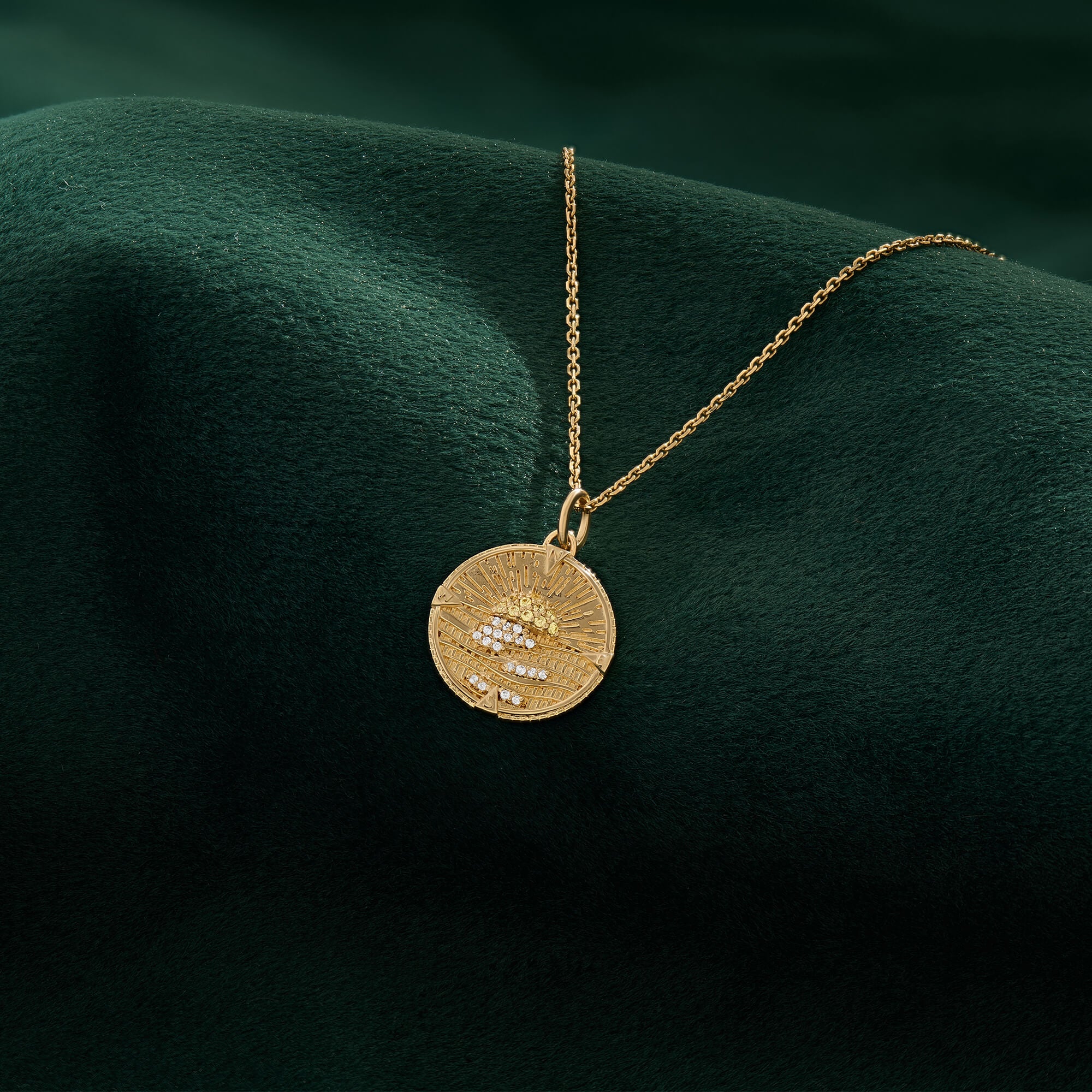 Lab-Grown Diamond Sunrise Necklace in Real Yellow Gold