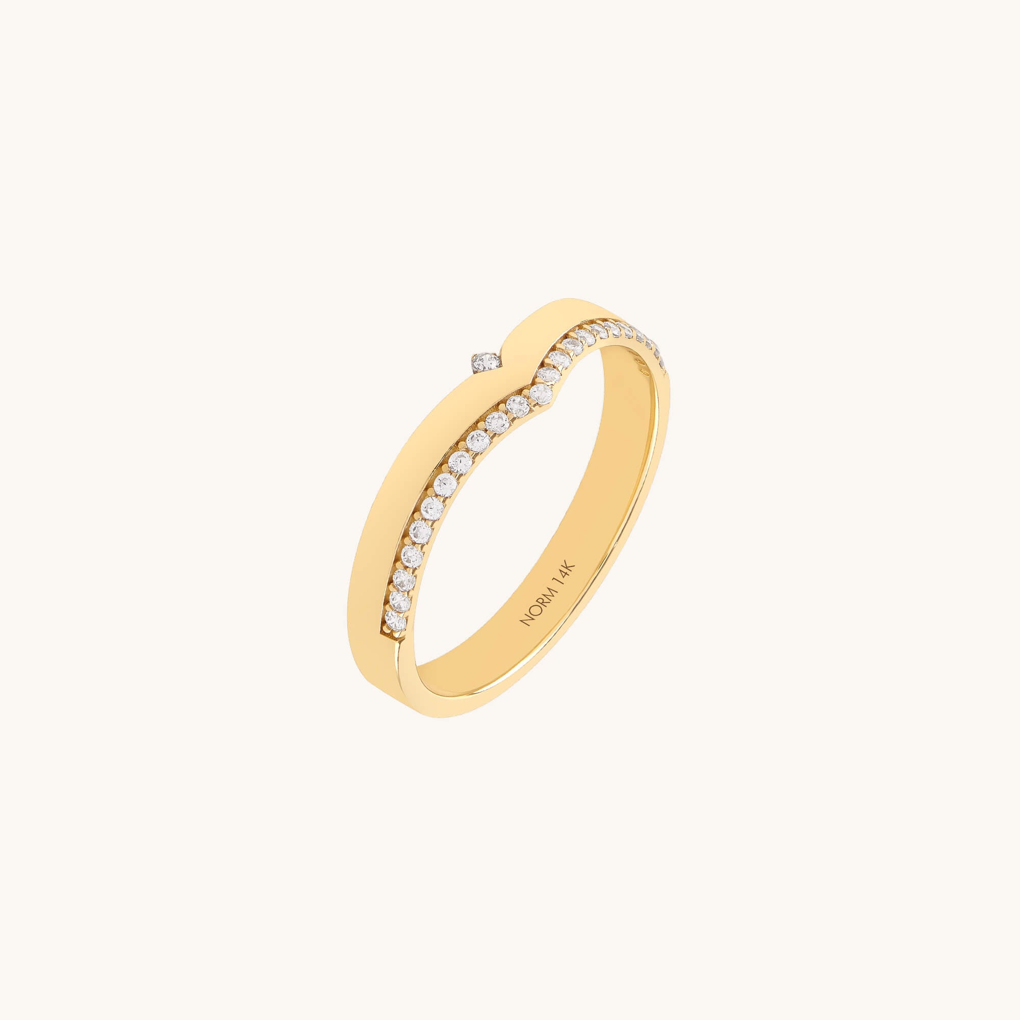 Lab-Grown Diamond Wishbone Band Ring in Yellow Solid Gold
