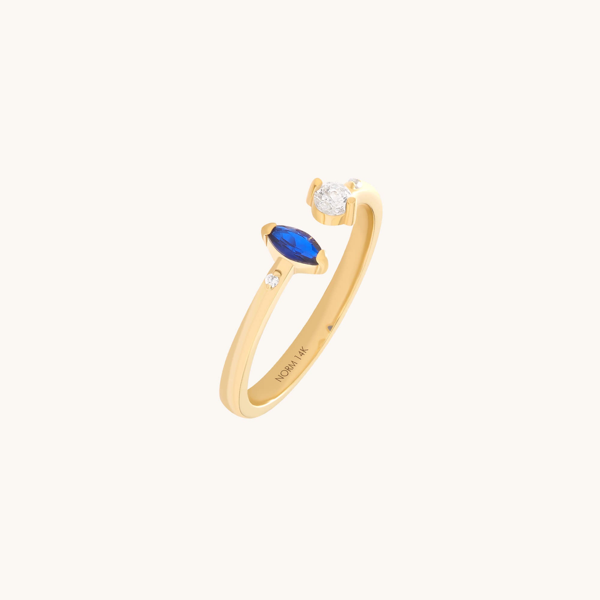 Lab-Grown Diamond Sapphire Marquise Open Ring in Solid Gold