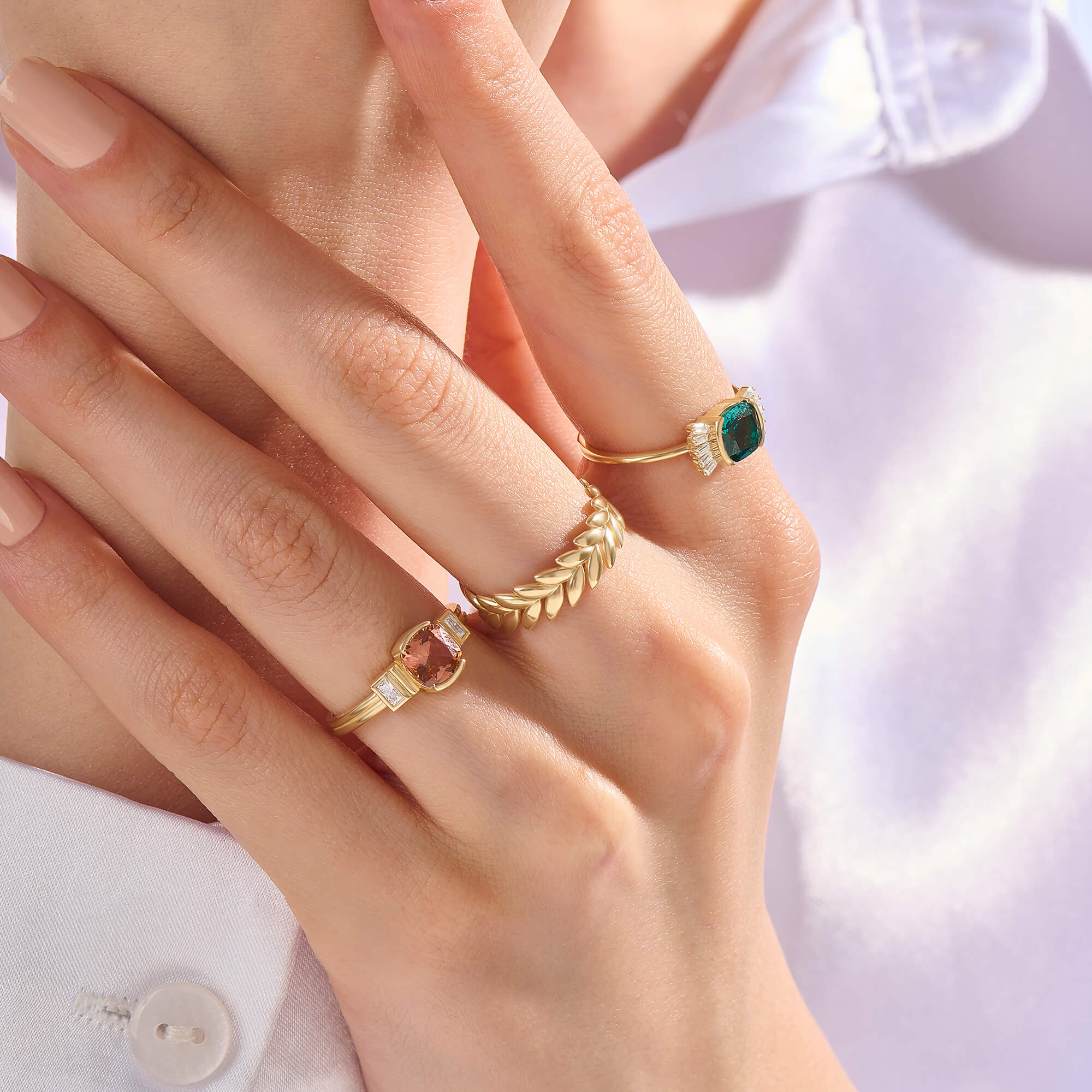 Real 14K Yellow Gold Laurel Wreath Wedding Band for Women