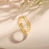 14K Real Gold Laurel Wrath Band Ring