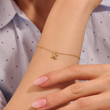 Women's Personalized Letter Charm Bracelet in 14K Real Yellow Gold