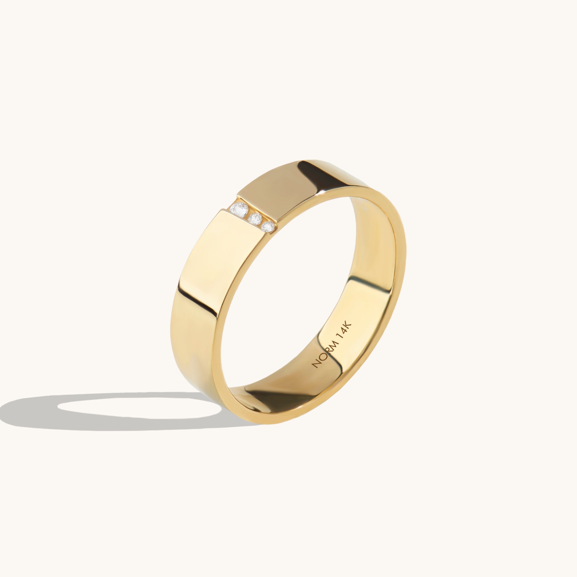 14k Real Gold Vertical Line Pave 4.5mm Wedding Band Ring for Women