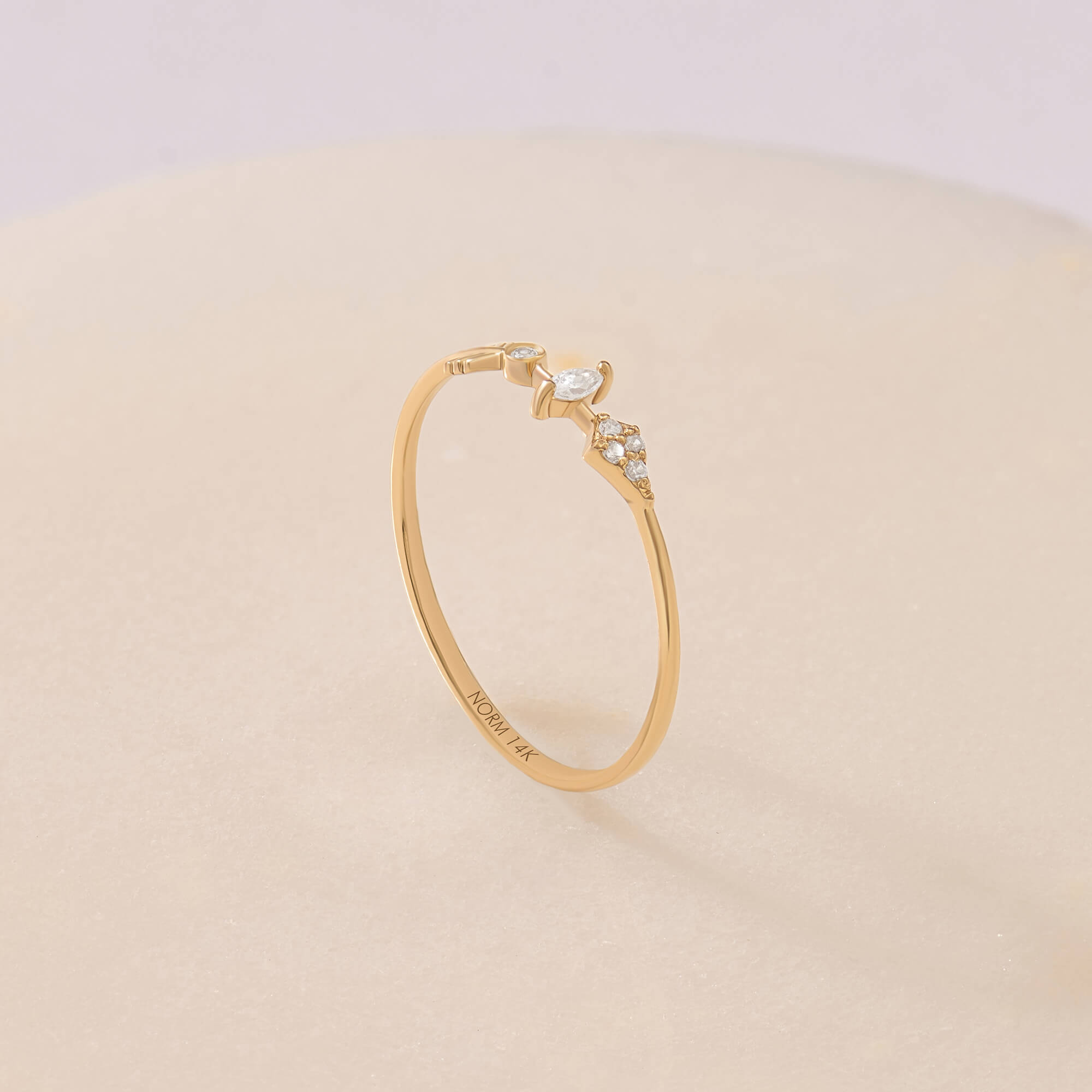 Marquise Stone Arrow Design Ring in Solid Gold