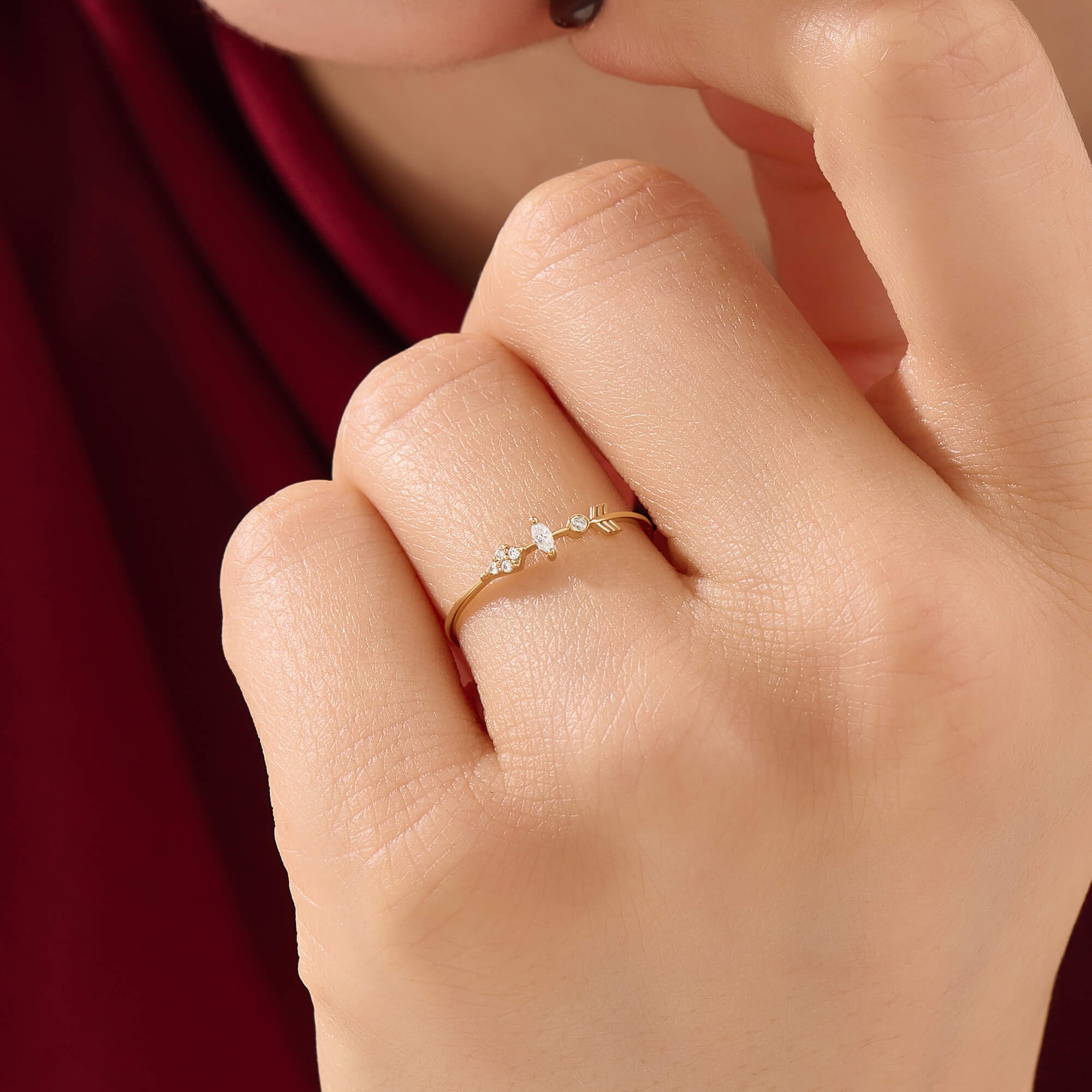 Women's Marquise Arrow Ring in Solid Gold