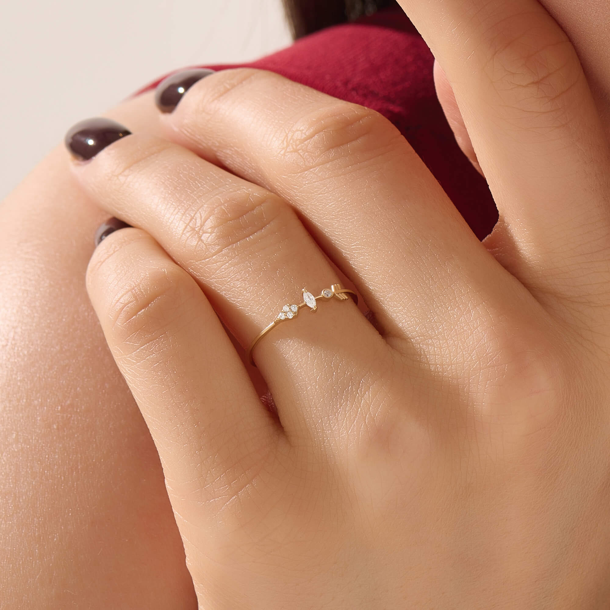 Women's Solid Gold Marquise Arrow Design Ring