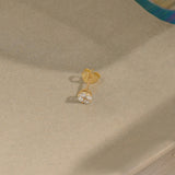 14K Solid Yellow Gold Minimalist Marquise Flower Stud Earrings