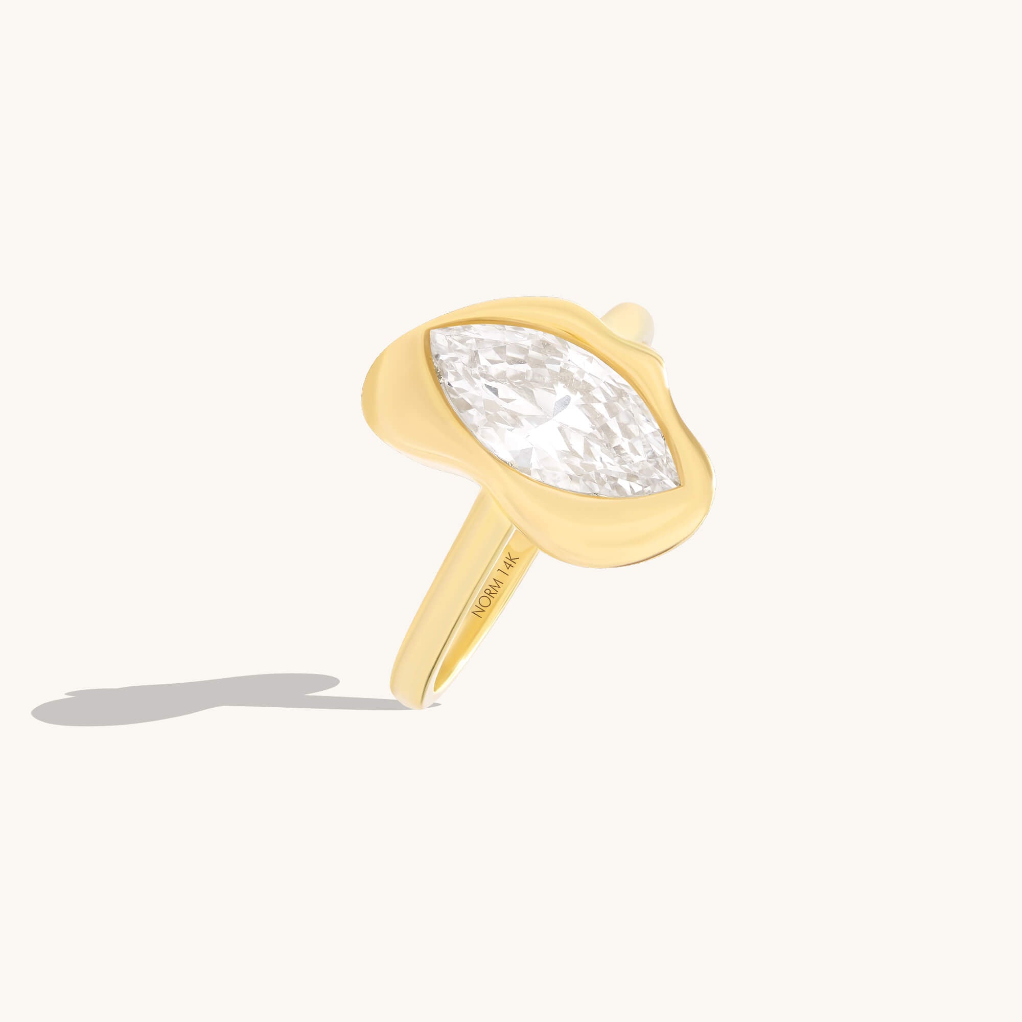 Marquise Moissanite Molten Ring in Solid Gold