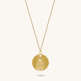 14k Real Yellow Gold Mary & Baby Jesus Necklace for Women
