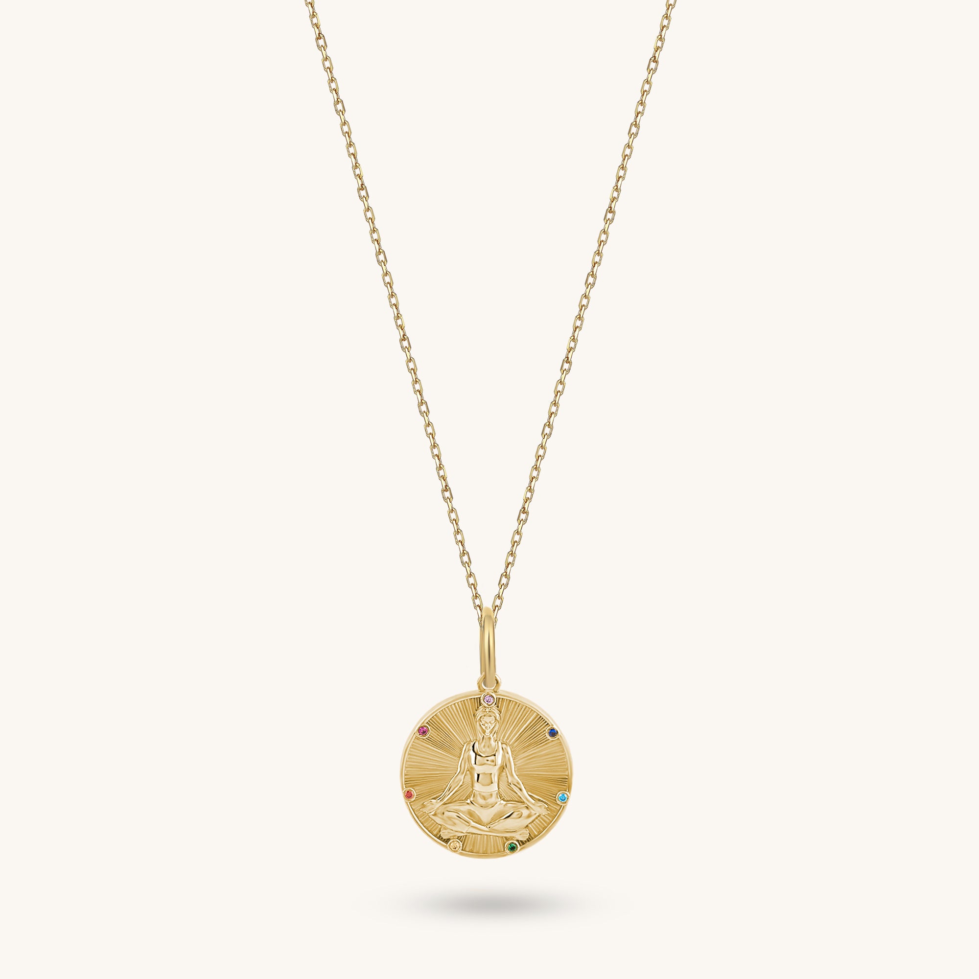 Meditating Yogi Necklace in Gold