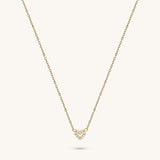 14K Gold Minimal Heart Necklace Paved with CZ Diamonds