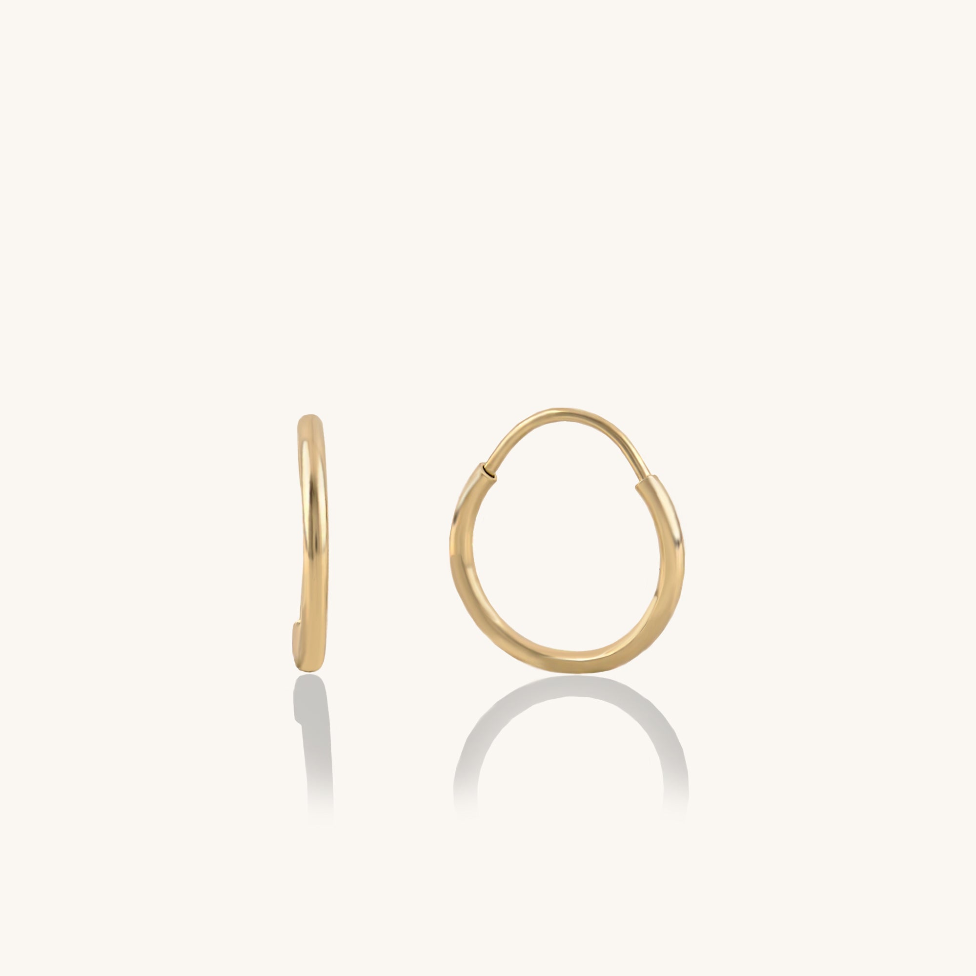 Women's 14k Real Gold Thin Endless Mini Hoop Earrings