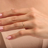 14K Real Gold 0.06ctw Diamond Curve Stacking Ring