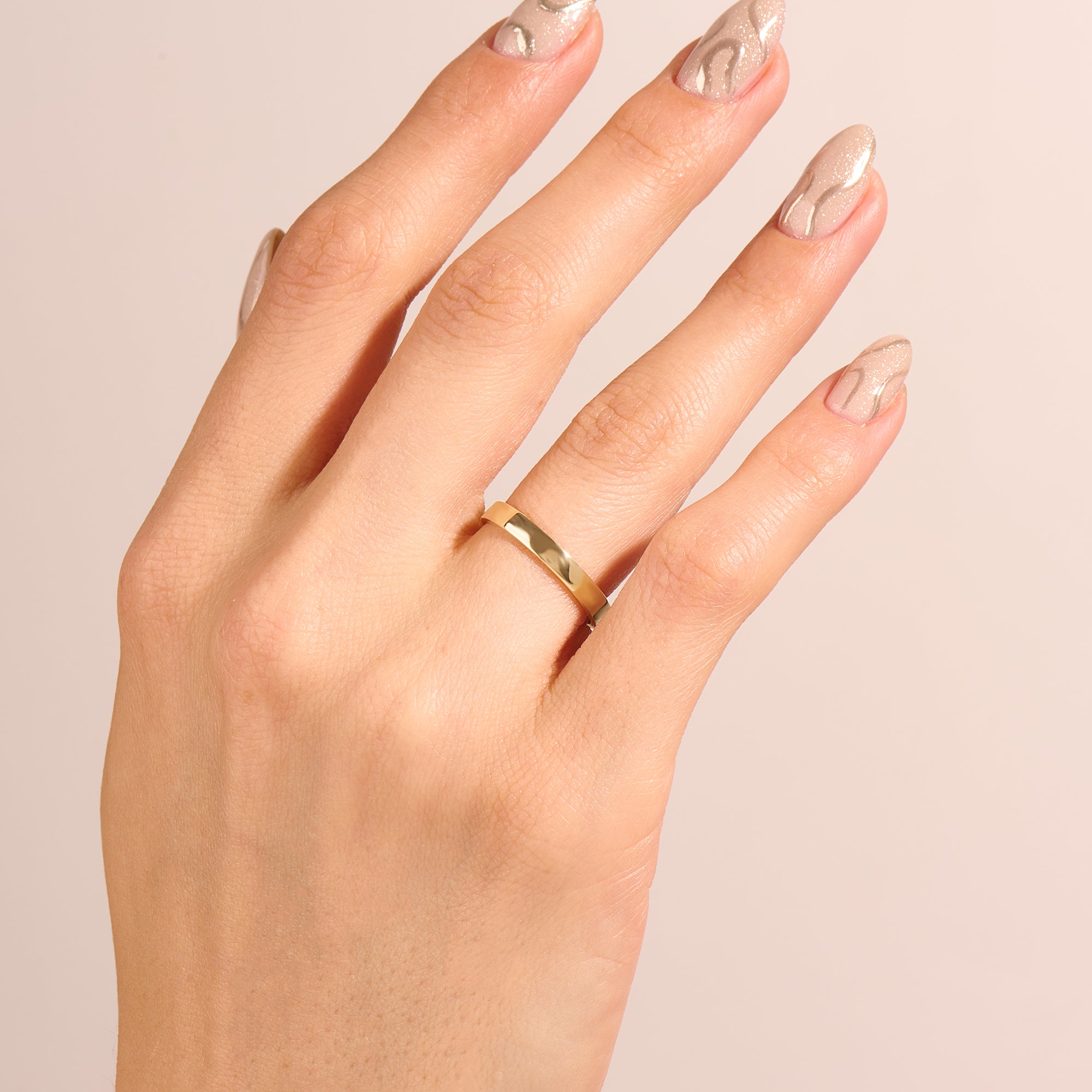 14k Real Gold Minimalist Flat Band Ring