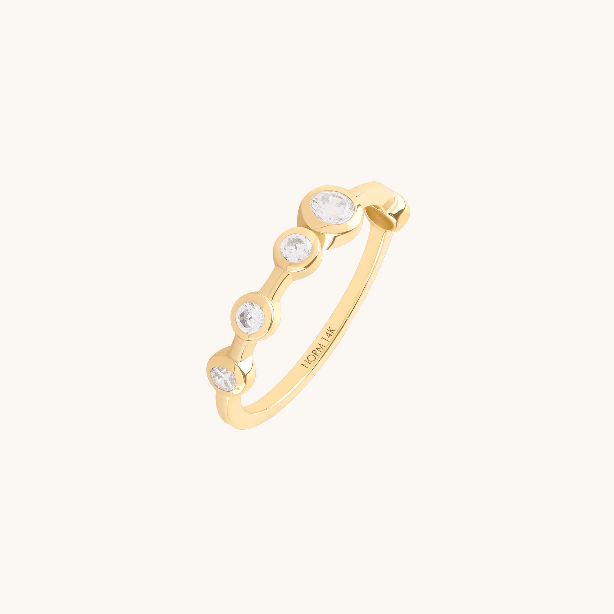 Moissanite Bezel Bubble Ring in Real Gold