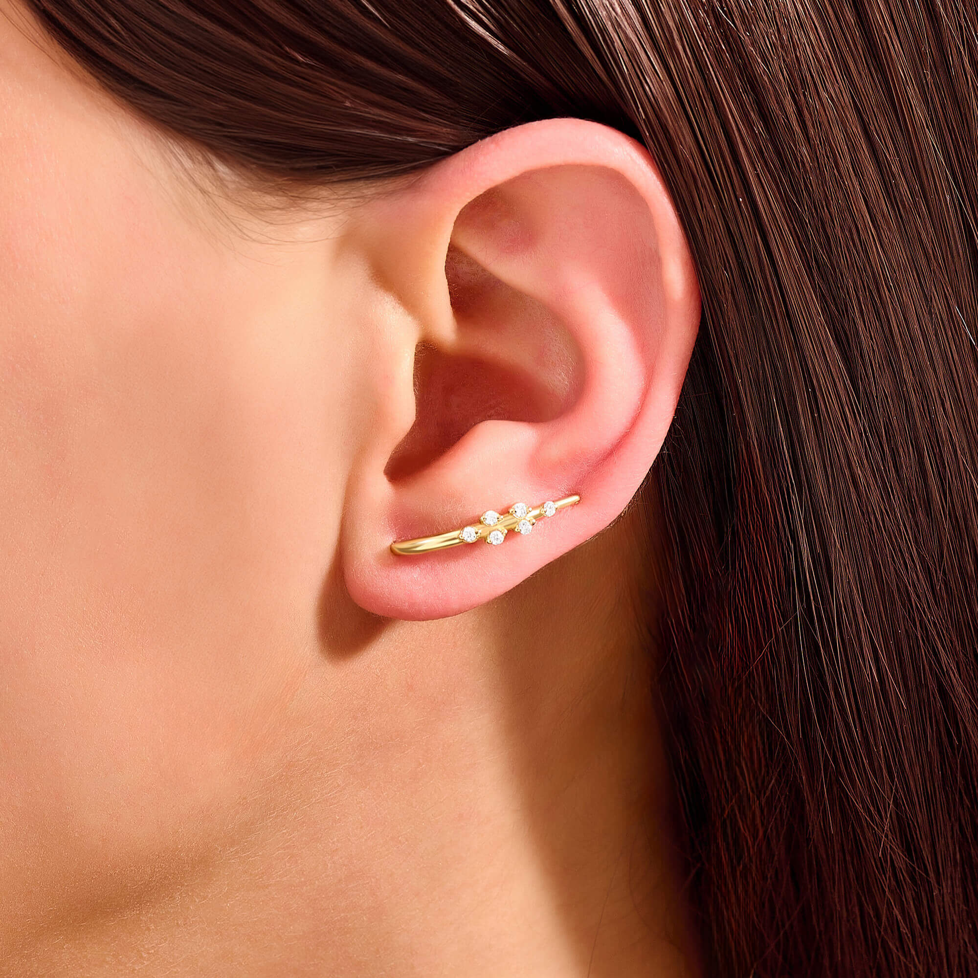 Moissanite Hook Earrings in 14K Solid Gold