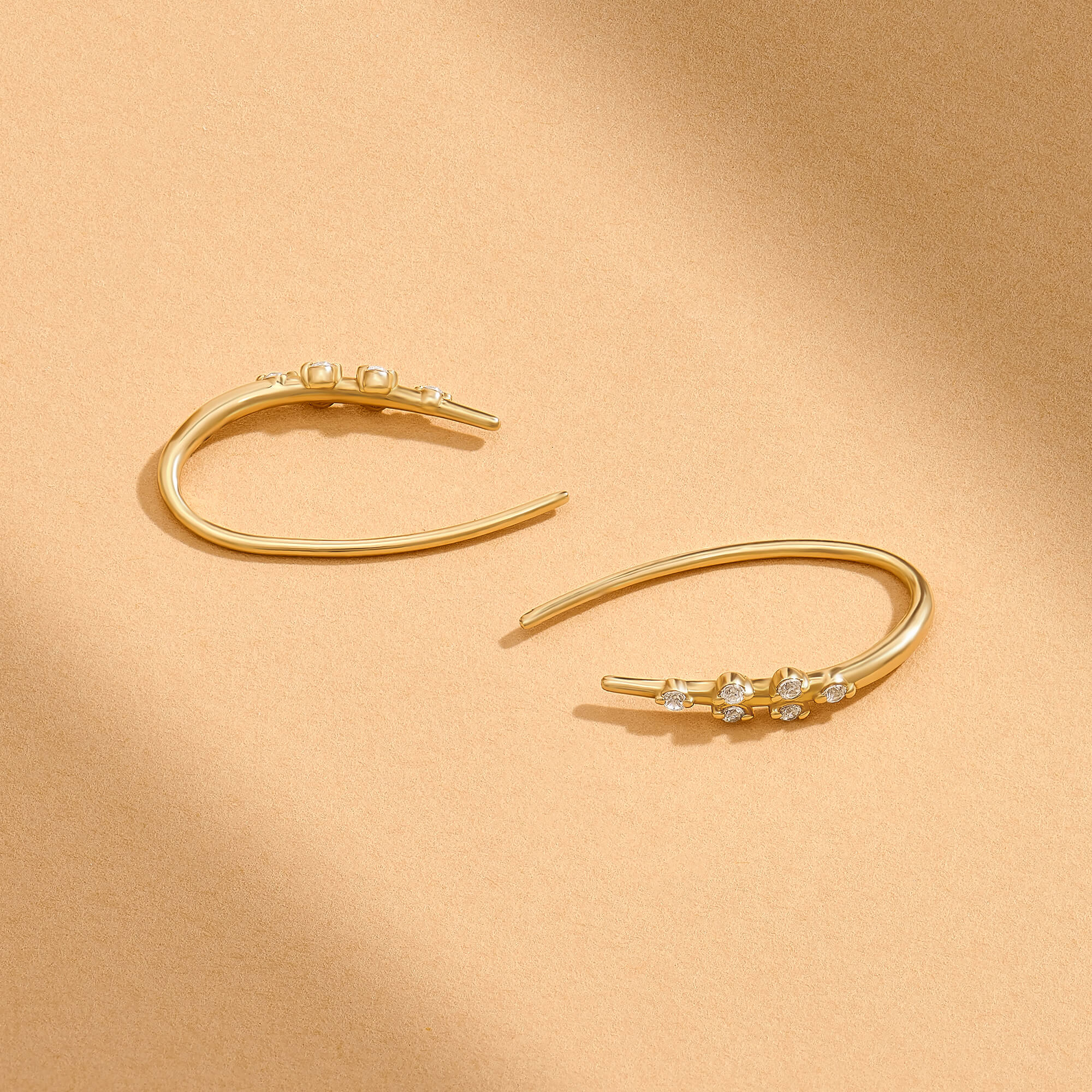Moissanite Hook Earrings in 14K Real Gold