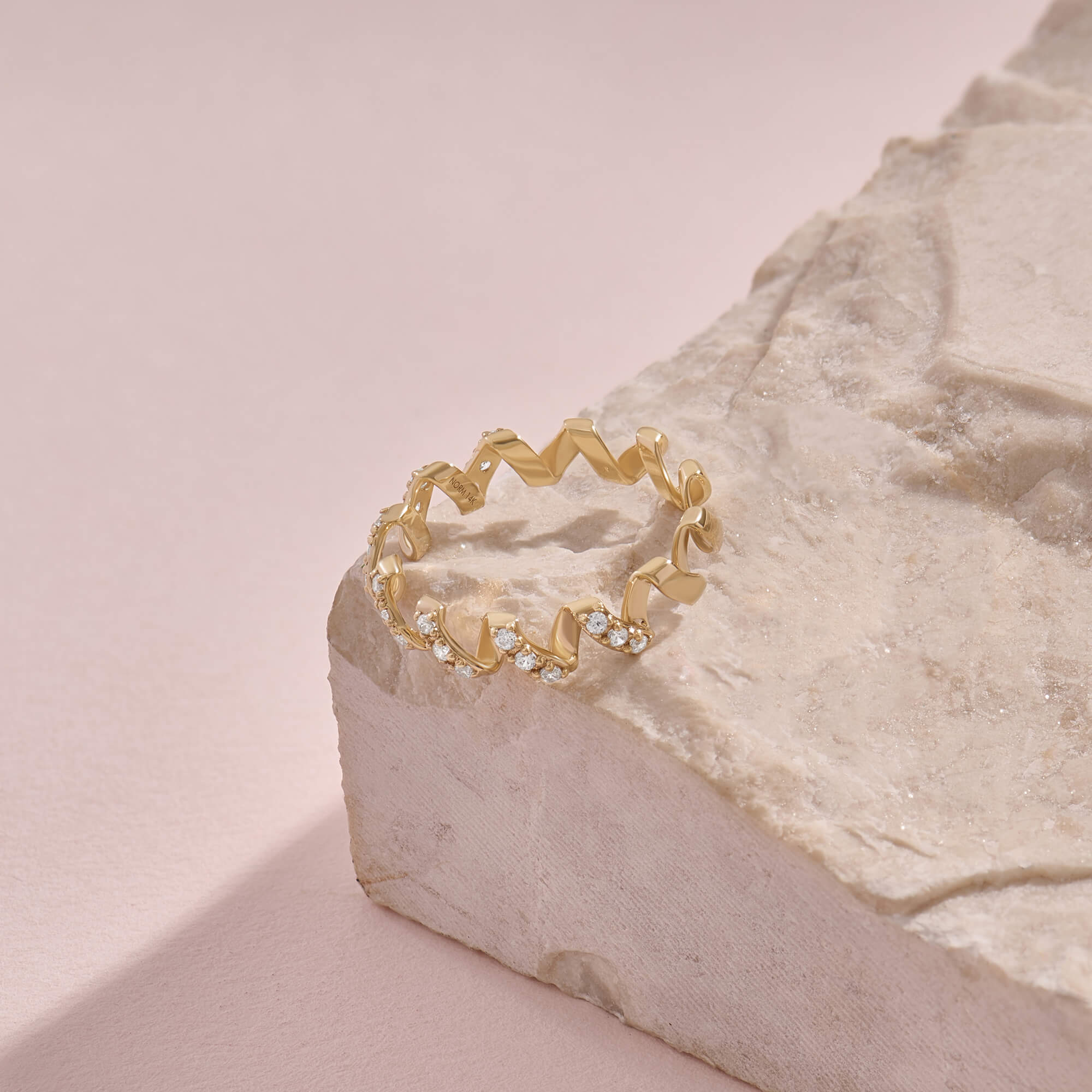 Moissanite Twirl Ring in Real Yellow Gold