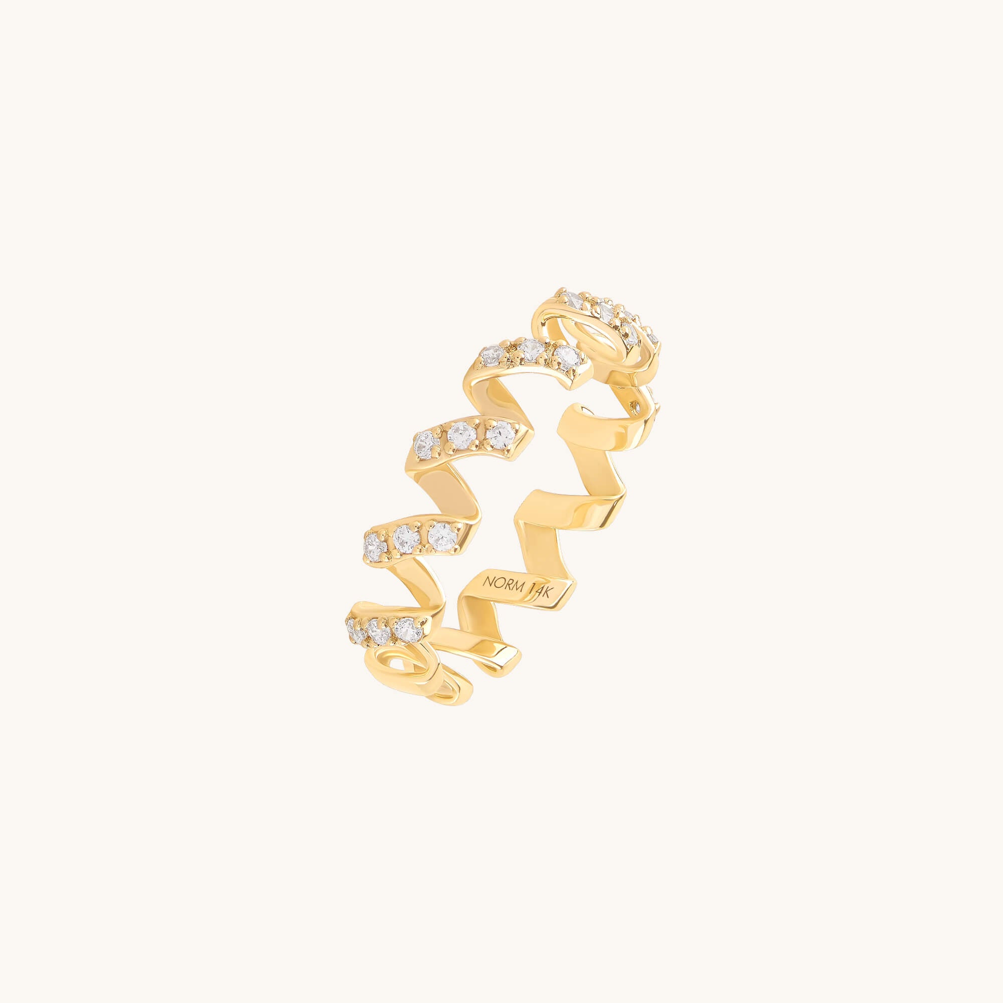 Moissanite Twirl Ring in Real Gold
